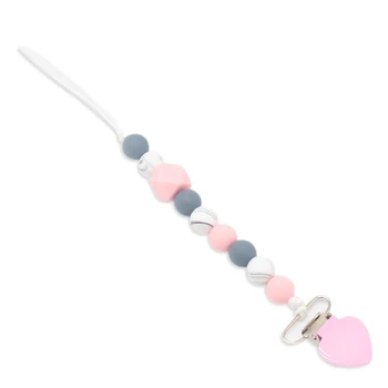 

Baby Pacifier Clip Chain Colorful Love Heart Silicone Dummy Pacifier Clip Chain Baby Soother Chain Chew Silicone Teether Beads