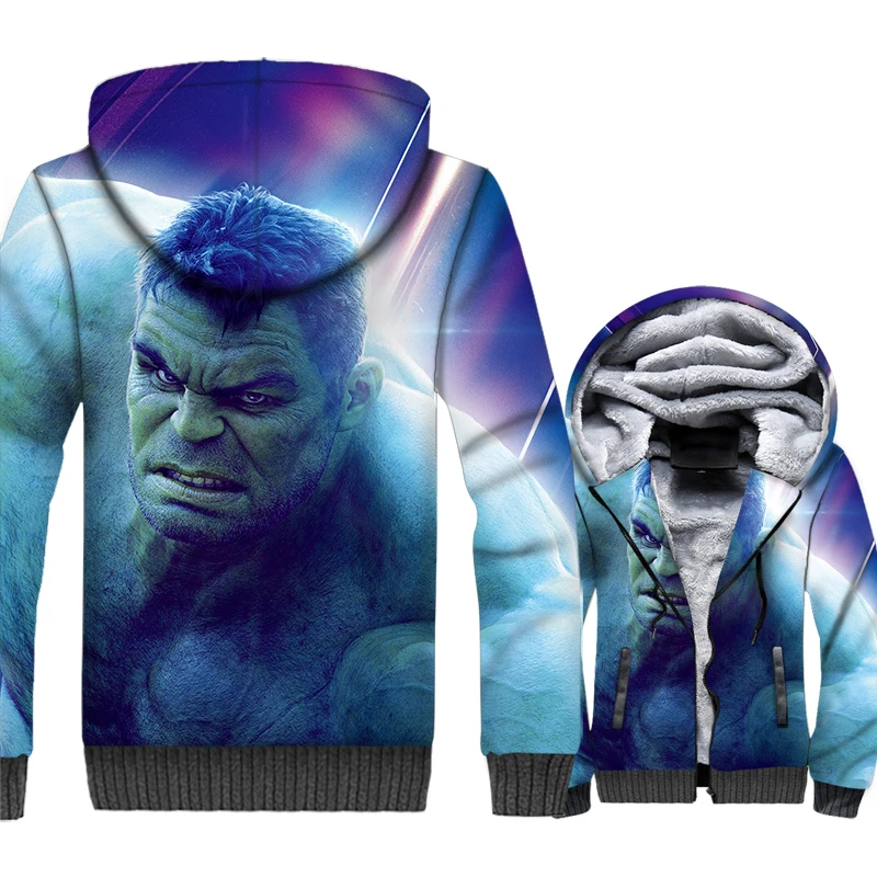 

Hulk Jacket Super Hero 3D Print Hoodie Men Crossfit Hooded Sweatshirt Winter Thick Fleece Zip up Fitness Coat Hip Hop Streetwaer