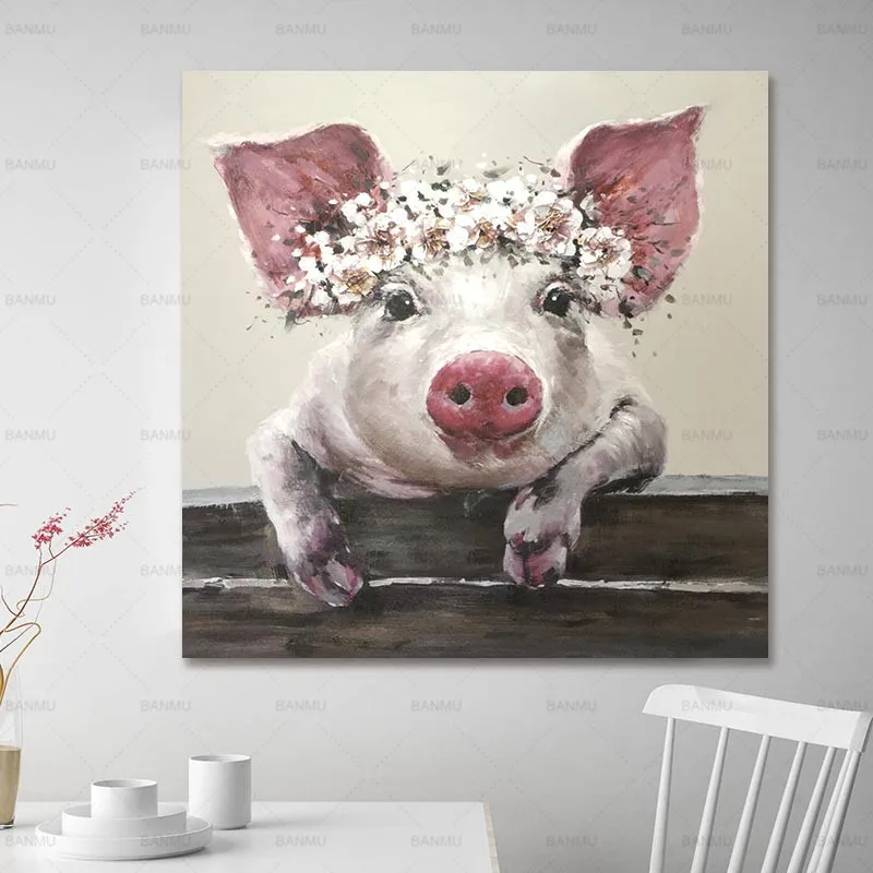 Picture wall art posters and prints Cartoon Pig Frameless Canvas Painting animal poster Decorative pictures for Living room Picture wall art posters and prints Cartoon Pig Frameless Canvas Painting animal poster Decorative pictures for Living room