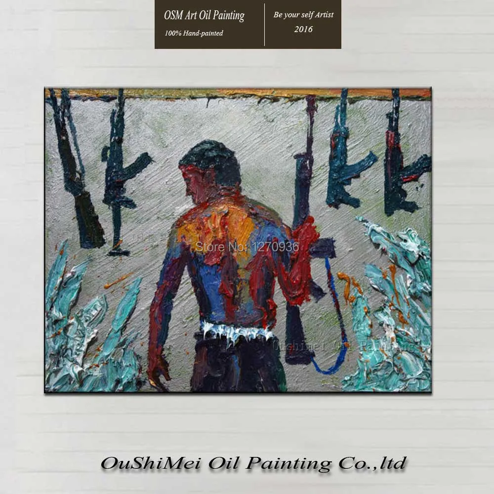 Strong Man Portrait Knife Abstract Oil Painting Pure Hand