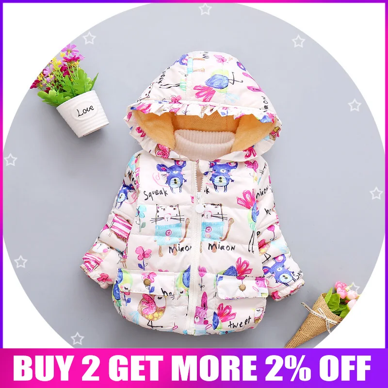 

BibiCola 2017 Winter Jacket for Baby girls Coat Kids Parka Catoon Hooded Animal Snow Suit Children's Winter Jacket