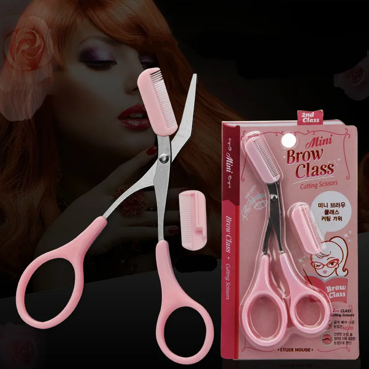 1pc stainless steel eyebrow scissors with comb makeup scissors makeup