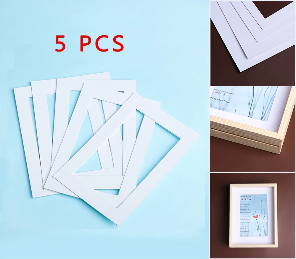 

5PCS White Photo Mats Simple and Pure Rectangle Paper Mounts Unique Textured Surface For 6/7/8/10in Picture Frames Passe Partout