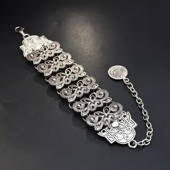 

Retro Turkish Coachella Hipple Festival Coin Cuff Bangle color Metal Tassel Bracelets Anklet For Girls Wedding India Ethnic Arm