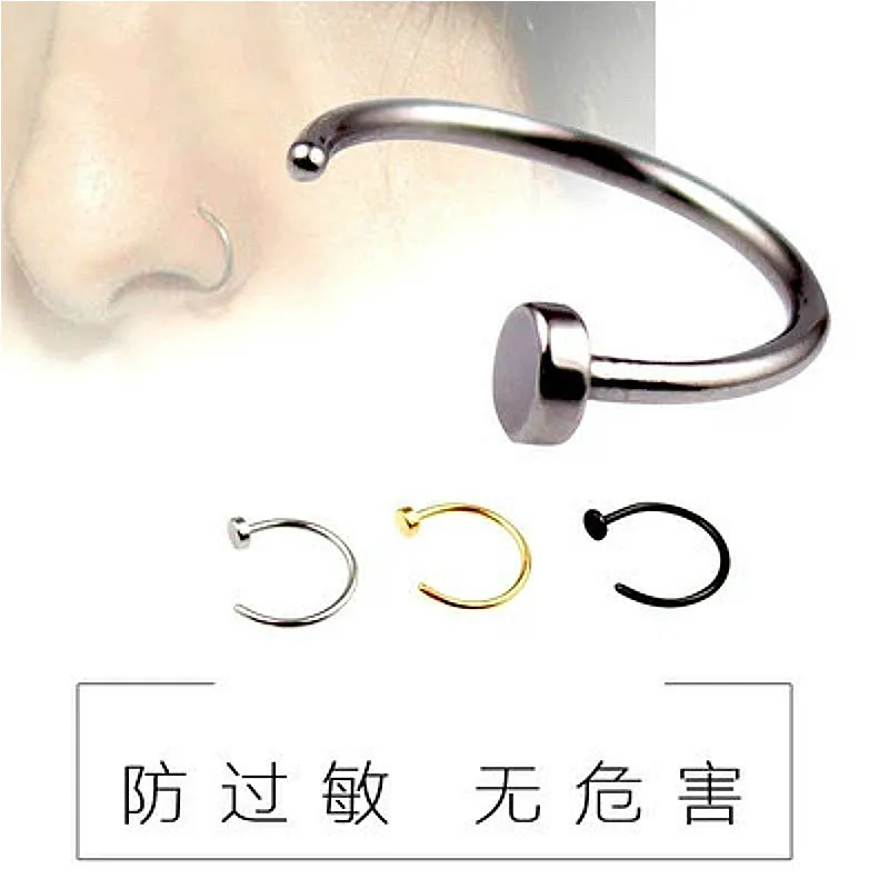 

2pcs/Lot Fake Nose Ring Lip Ring C Clip Lip Piercing Burun Nose Rings Hoop Women Neuspiercing Body Jewelry Earrings Gun Black