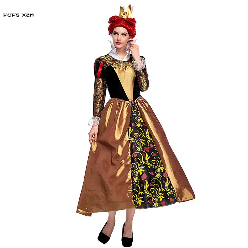 

Woman Alice in Wonderland Cosplay Female Halloween The Queen of Hearts Costumes Carnival Purim Masquerade Christmas Party Dress