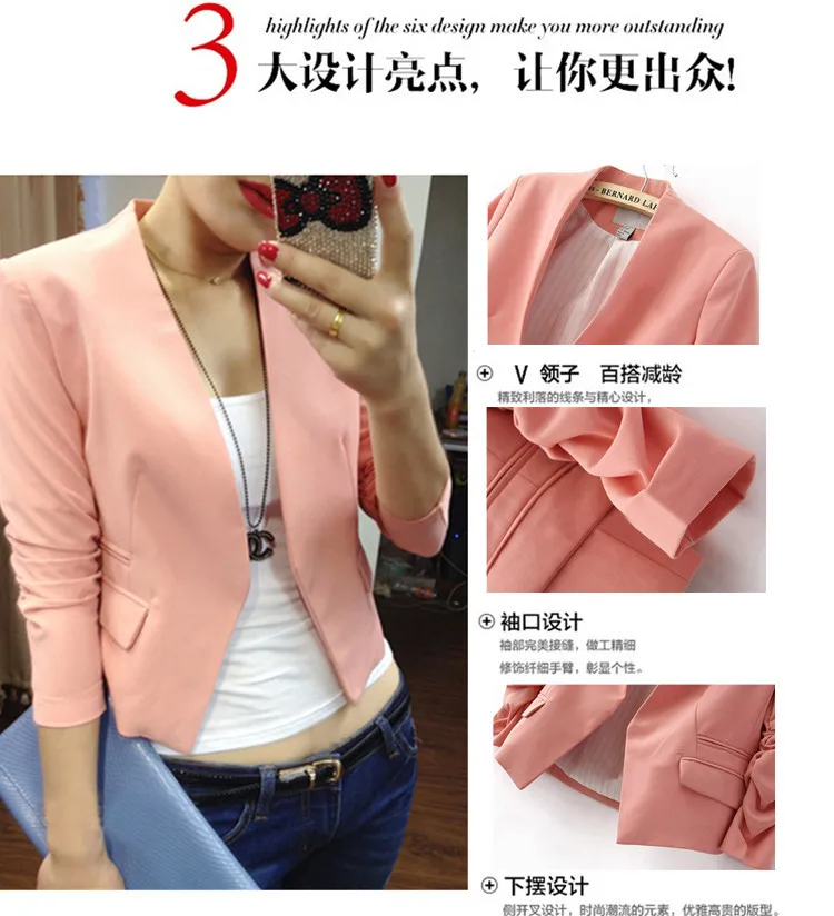 New arrival Jacket Blazer Lined With Striped no Button Women Pleated sleeves Coat Suit fashion Blazers Jacket Candy-colored