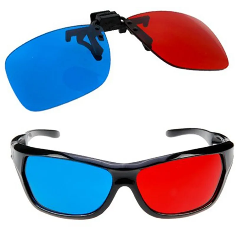 2x Red and Cyan Glasses Fits over Most Prescription Glasses for 3D Movies, Gaming and TV (1x Clip On ; 1x Anaglyph style)