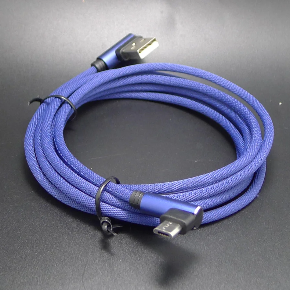 20 قطعة/الوحدة الجملة 2 متر 6ft طويل جلد مايكرو USB شحن كابل خط 90 درجة L زاوية مزامنة بيانات الحبل للجوال ألعاب محمول