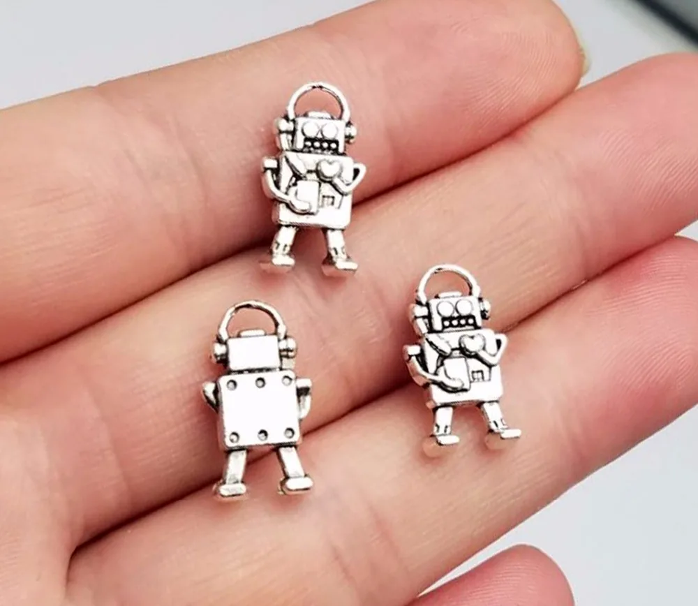 

20pcs/lot--10x17mm, Antique silver/bronze robot Charms,DIY supplies,Jewelry accessories
