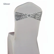 Новое поступление, 50 шт./партия, золотые/серебряные свадебные украшения, пряжка в виде сердца, стрейч, лайкра, блестящий стул, пояс, ремень, чехол на стул