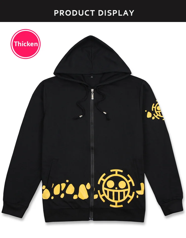 Аниме One PieceTrafalgar Law косплэй толстовка на молнии черная куртка унисекс повседневное хлопковое пальто с длинными рукавами