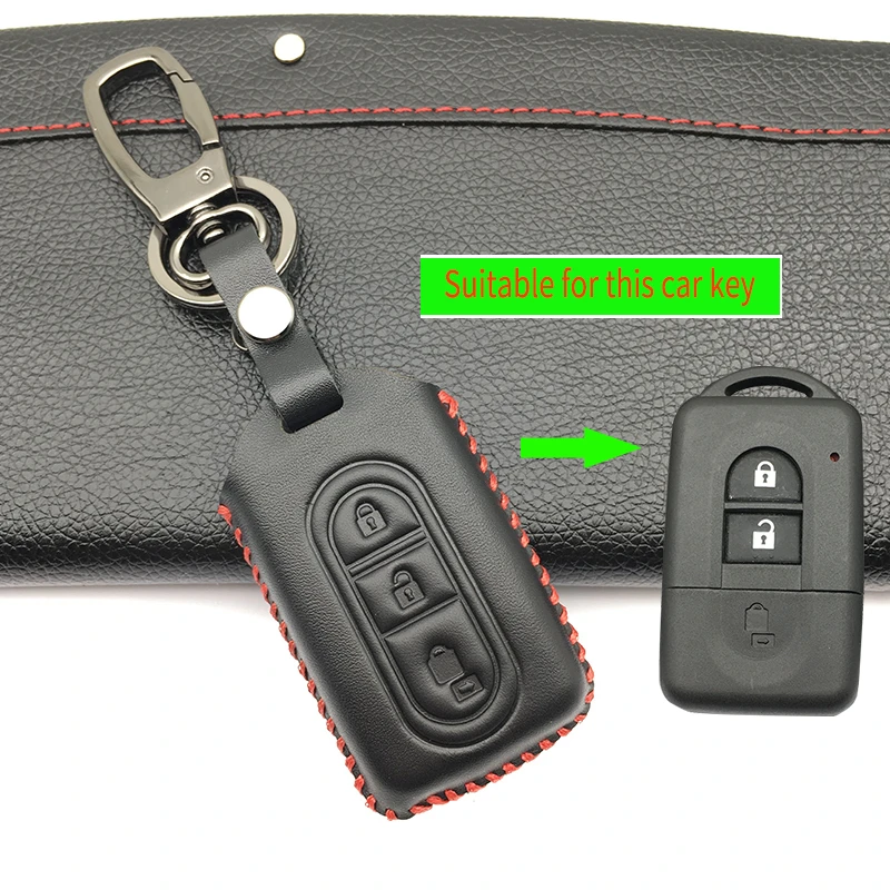 

3 Button Fob Shell Latest Car Key 100% Leather Case Cover for Nissan Tiida Note Navara Qashqai Micra Juke X-Trail Pathfinder