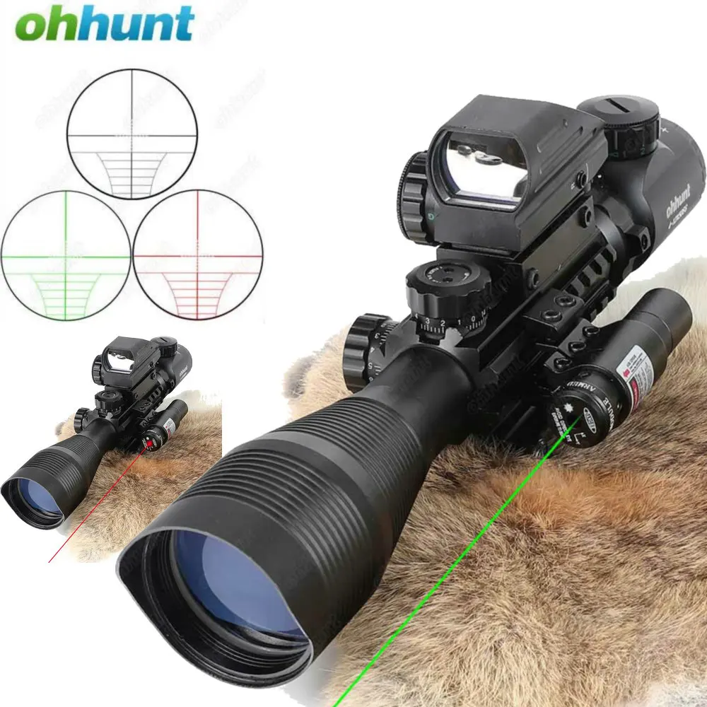 Охотничий комбинированный оптический прицел Ohhunt 4 12X50 с красным зеленым лазером и