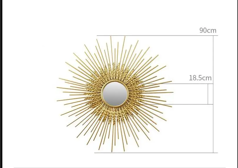 Современные кованые декоративные зеркальные настенные подвески, золотые солнечные изделия, украшение для дома, гостиной, дивана, задний план, декор настенной росписи