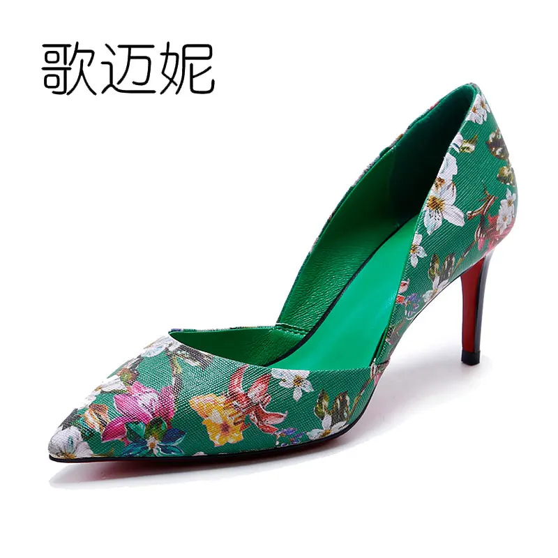 

2017 spring and summer new fashion printing with high heels high heels High quality women shoes