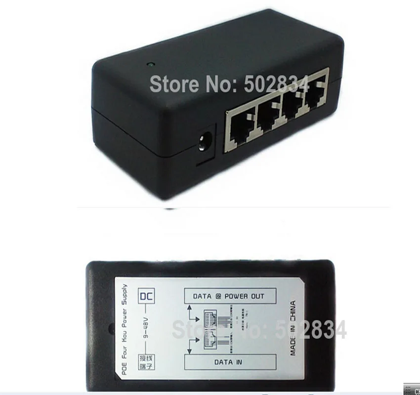 

4 Way POE DC Power Supply Adapter PoE Injector Power Over Ethernet with LED