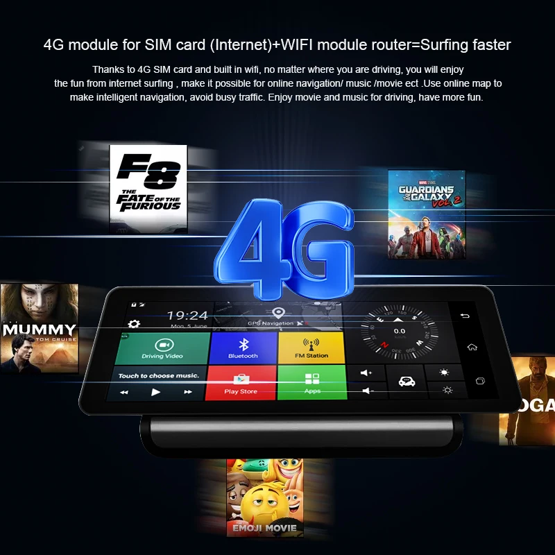 KEELEAD 4G Автомобильный видеорегистратор Камера GPS 9 88 &quotAndroid 5 1 Full HD 1080P с двумя