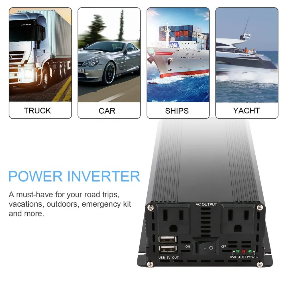 

Car Solar Portable Power Inverter DC 12V to AC 230V Modified Sine Wave Charger Converter with Dual USB Car Adapter