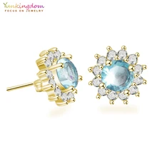 Yunkingdom Простой Модный Блестящий Кристалл цветок Brincos серьги-гвоздики для девушек женщин Букле д 'ореиль K2140