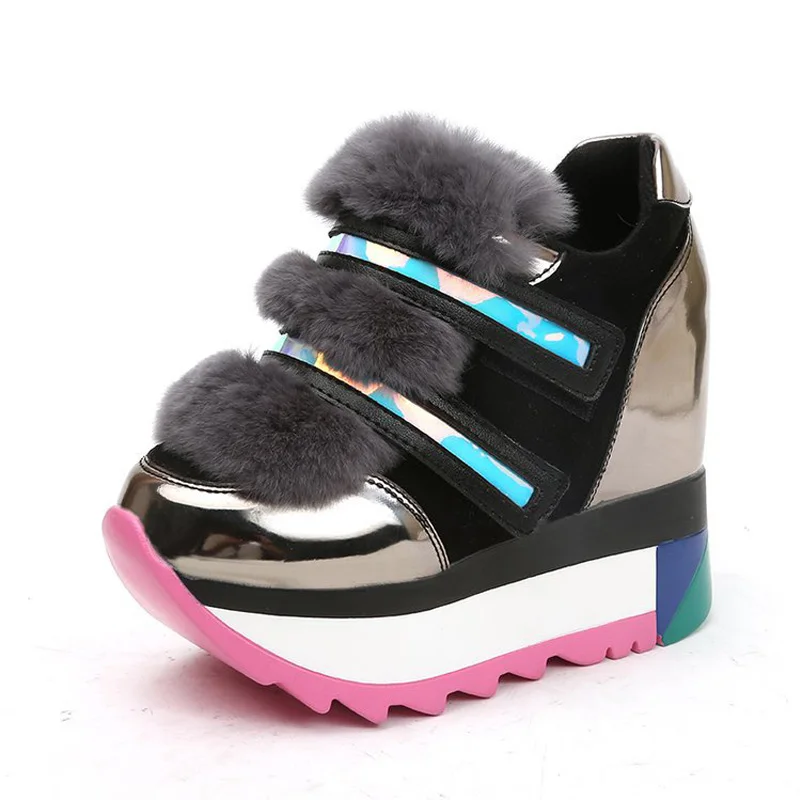 

Fashion Luxury Winter Women Casual Shoes Hook & Loop Flat Platform Ankle Boots Women Hide Heel Wedges Fur Boots Sexy Shoes XZ81