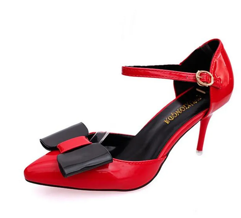 Women Sandals Ankle Strap Pumps Bow Valentine font b Shoes b font Sexy High Heels Sandals