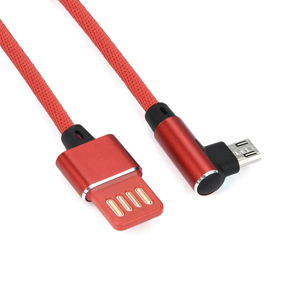 1 м Micro USB кабель для телефона с нейлоновой оплеткой Micro USB 90 градусов под прямым углом 2A быстрая синхронизация данных Зарядка универсальные кабели для телефона# YL5 - Цвет: Red