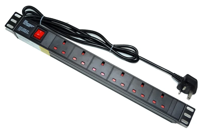 

13A Rachmount PDU 6 Outlets UK Standard Plug and Sockets