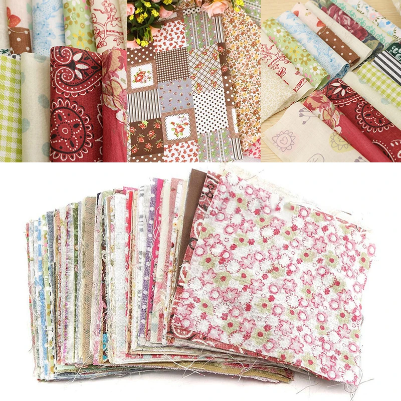 

100pcs Square Random Color Floral Cotton Fabric Printed Patchwork Sewing Craft DIY Handmade Accessories 10cm*10cm