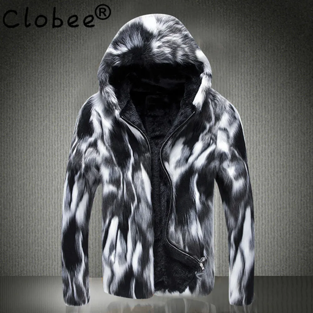 B 2018 Fall winter faux fur coat men's wild personality thick fur Jacket Leather grass Male windbreaker Fox thick Plus Size 6XL 