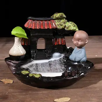 

The Little Monk Incense Burner Backflow Smoke Waterfall Ceramic Incense Sticks Holder Smell Aromatic Home Office Incense Road
