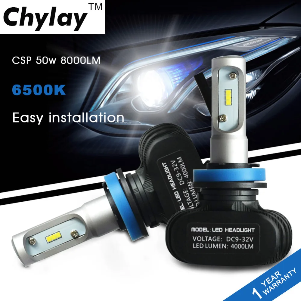 Super bright H11 Led car headlight bulbs H8 H9 Auto lamp 50W 6500K CSP
