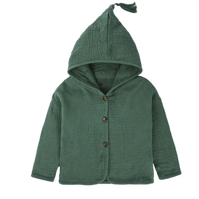 Tops Shirt Girls Jackets Kids 2019 New Baby Boys Clothing Tassel Hat Design Cotton Linen Children Cardigan 1-6Y Blouse Toddler green