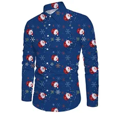 Мужская Рождественская футболка, повседневный топ с принтом снежинок Санты, конфет, новинка, мужские повседневные рождественские вечерние рубашки, мужская рубашка