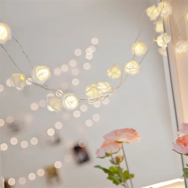 1M/2M/3M Battery Operated LED Rose Flower Christmas Holiday String Lights for Valentine Wedding Decoration HOT SALE Luminarias