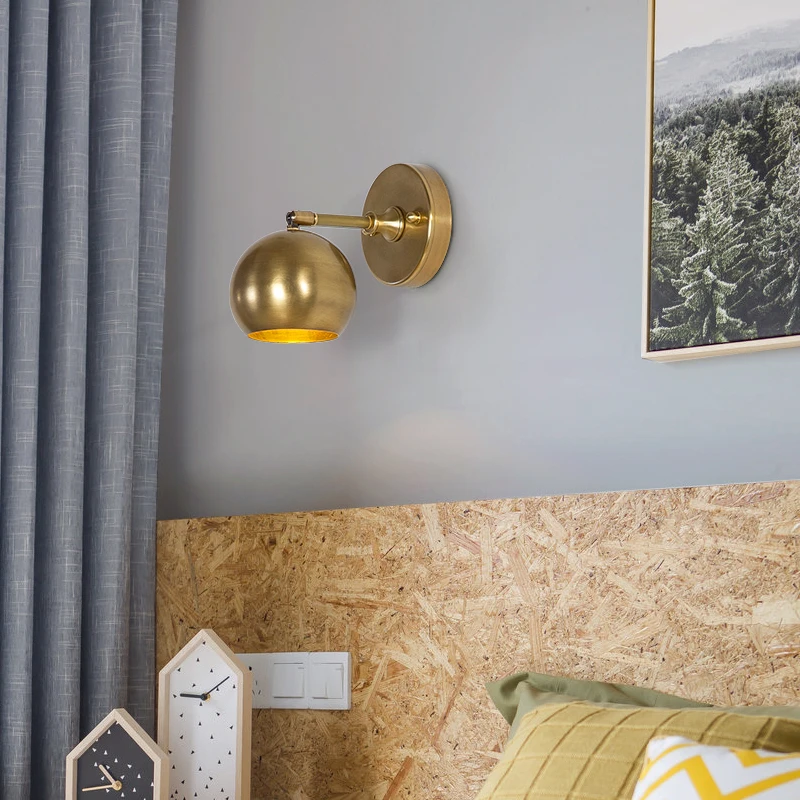 

JAXLONG Nordic Retro Copper Wall Lamp Bedroom Bedside Wall Sconce Lighting Light Corridor Simple Wall Lights Kitchen Fixtures