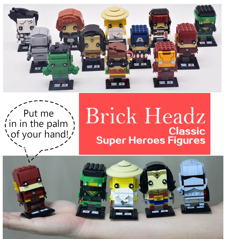 Brickheadz Dragon Ball Z супергерой Железный человек Marvel Супер Герои Бэтмен Фигурки строительные блоки кирпичи головы игрушки