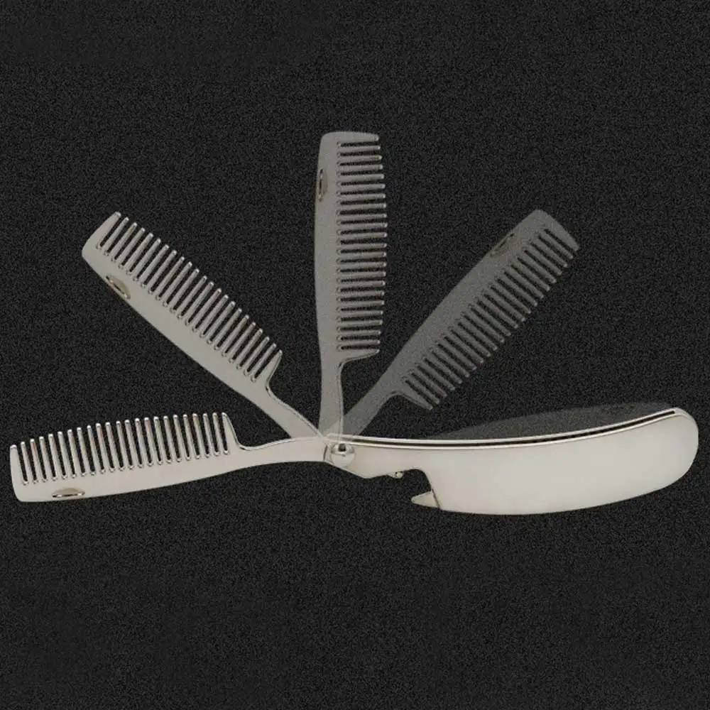 

Portable Men Anti Static mustache comb Stainless Steel Folding Comb Can Be Use As A Bottle Opener small design