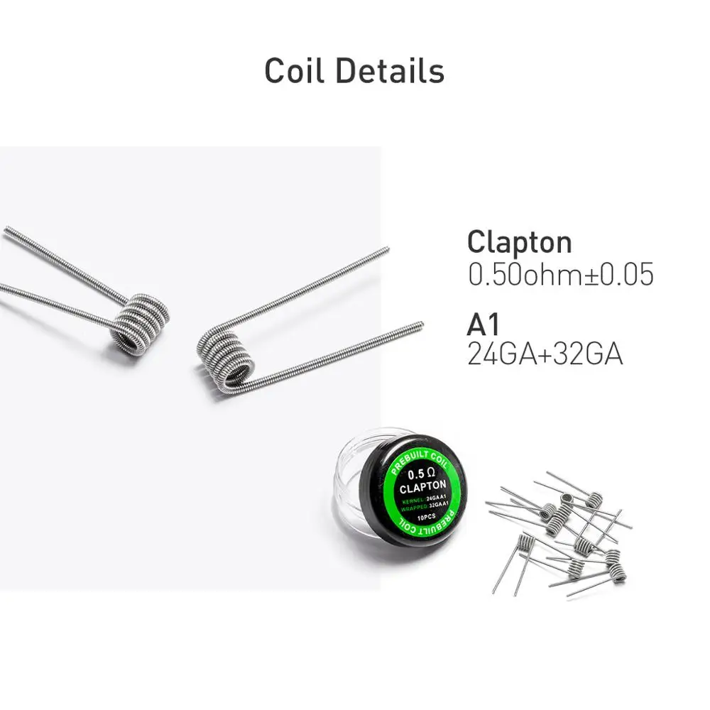 Volcanee 10 намоток Alien Clapton Flat Twisted Fused Clapton с сопротивлением Quad Тигр нагревательная проволока Vape сопротивление готовых предварительно оборудованная катушка катушки - Цвет: Clapton