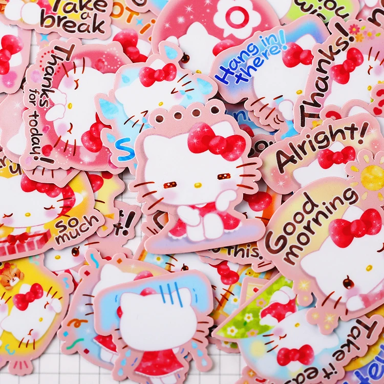 

35pcs cute Handbookmaking pink Hello Kitty stickers scrapbooking cartoon mobile phone diaries decorative material stationery