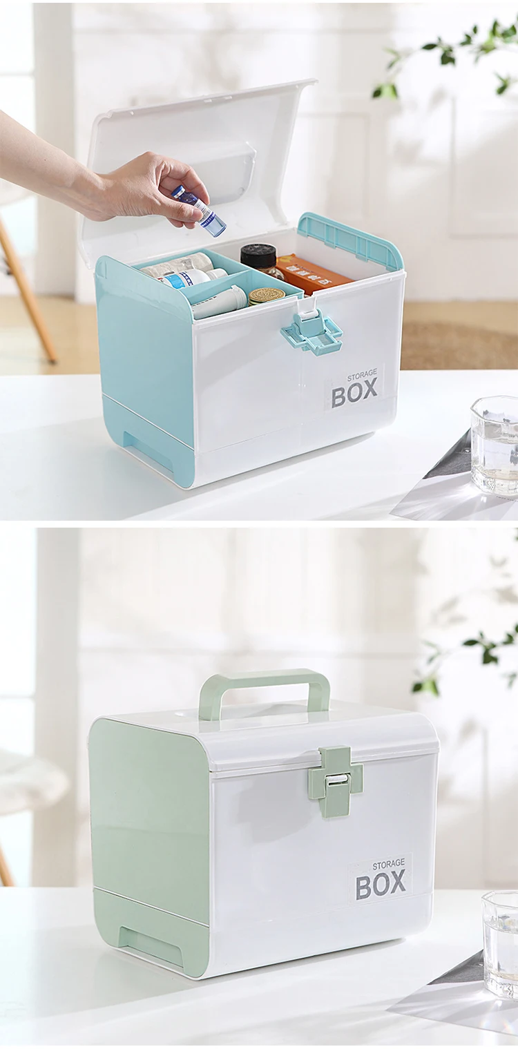 Large Capacity First Aid Kit Portable Medical Storage Box Pill Case Tablet Organizer Outdoor Camping Travel Emergency Treatment