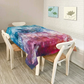 

Modern Simplicity 3d Tablecloth Cartoon Blue Planet Pattern Polyester Cotton Dustproof Rectangular Dining Table Cloth Home Decor