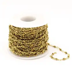 Золотистые Железный Пирит бусины цепи, провода, завернутые латунь четки ссылки браслет Цепочки и ожерелья, 3 мм