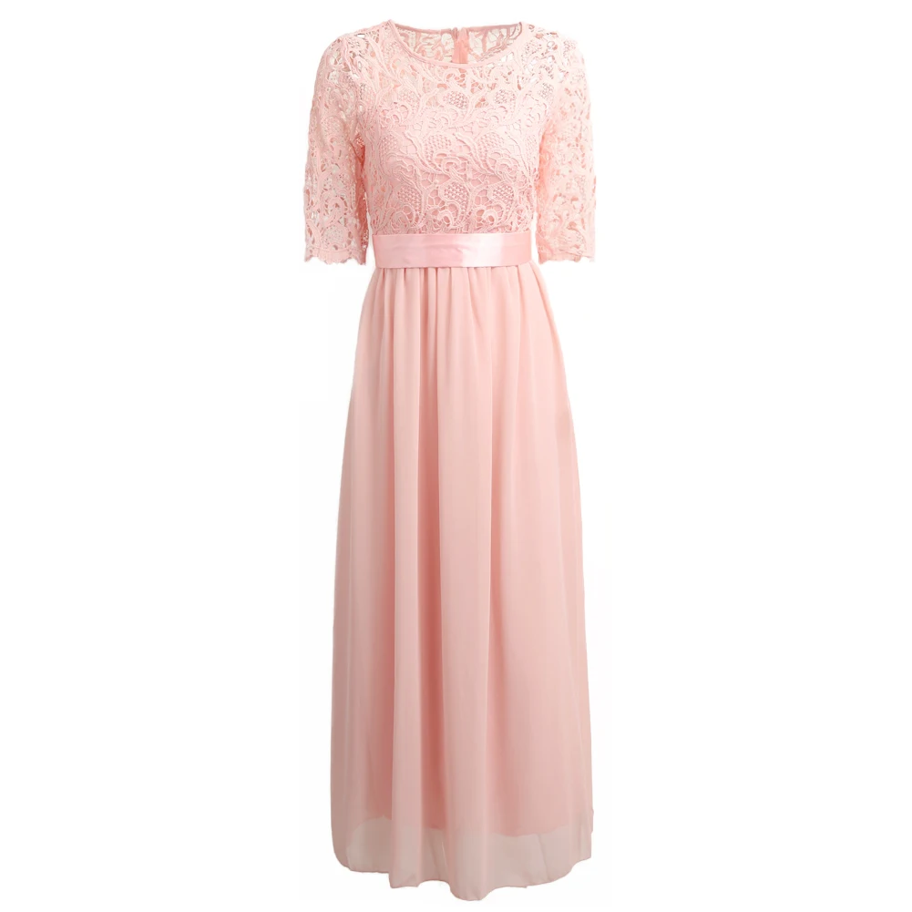 Plus Size XL 2XL Lace Dress Women Long Chiffon Dress Slim Elegant