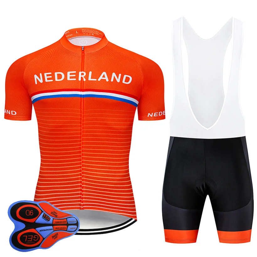 Summer Pro Team NEDERLAND Cycling Jersey Bib Set MTB Uniform Bicycle Clothing Bike Wear Clothes Mens Short Maillot Culotte - Color: Cycling Set