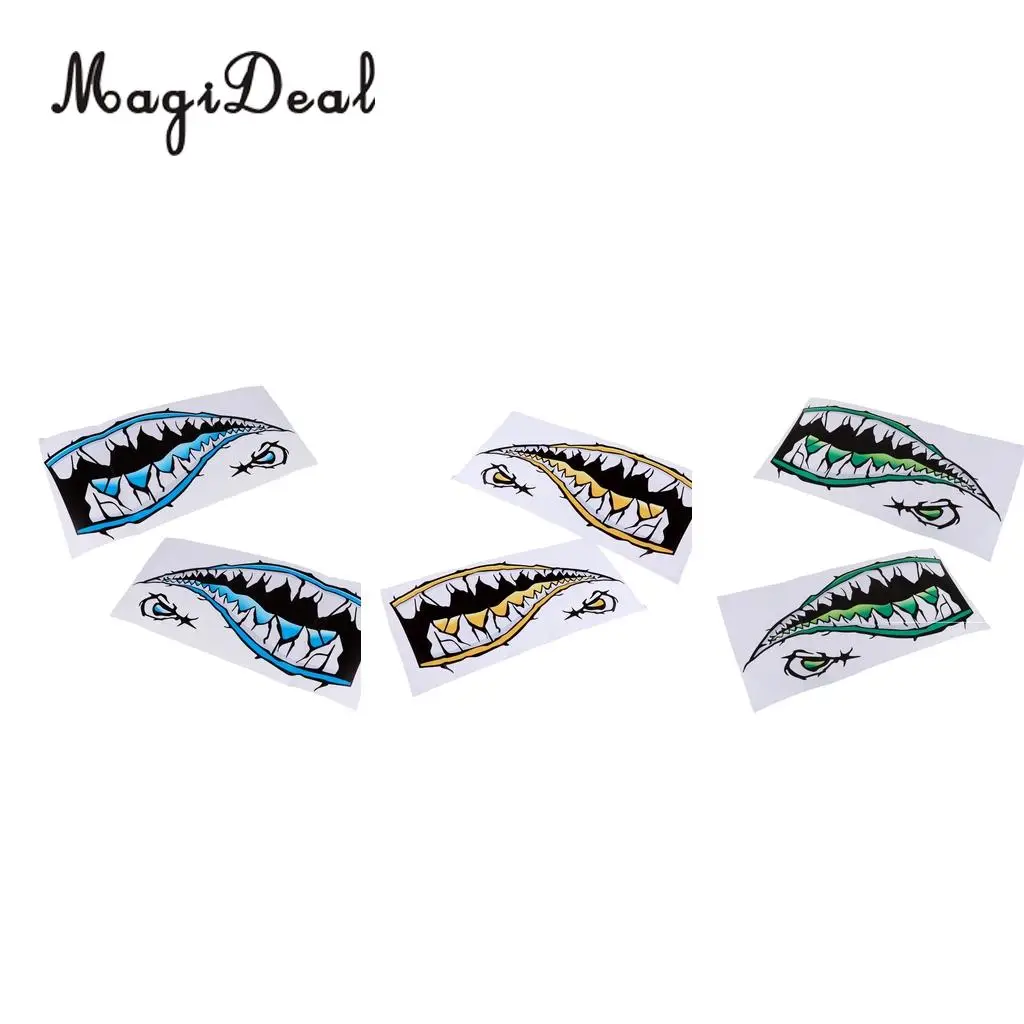 MagiDeal 2 Pieces Large 3D Shark Teeth Mouth Sticker Kayak Fishing Boat Decals for Car Window Motorcycle Bike Decoration Gift