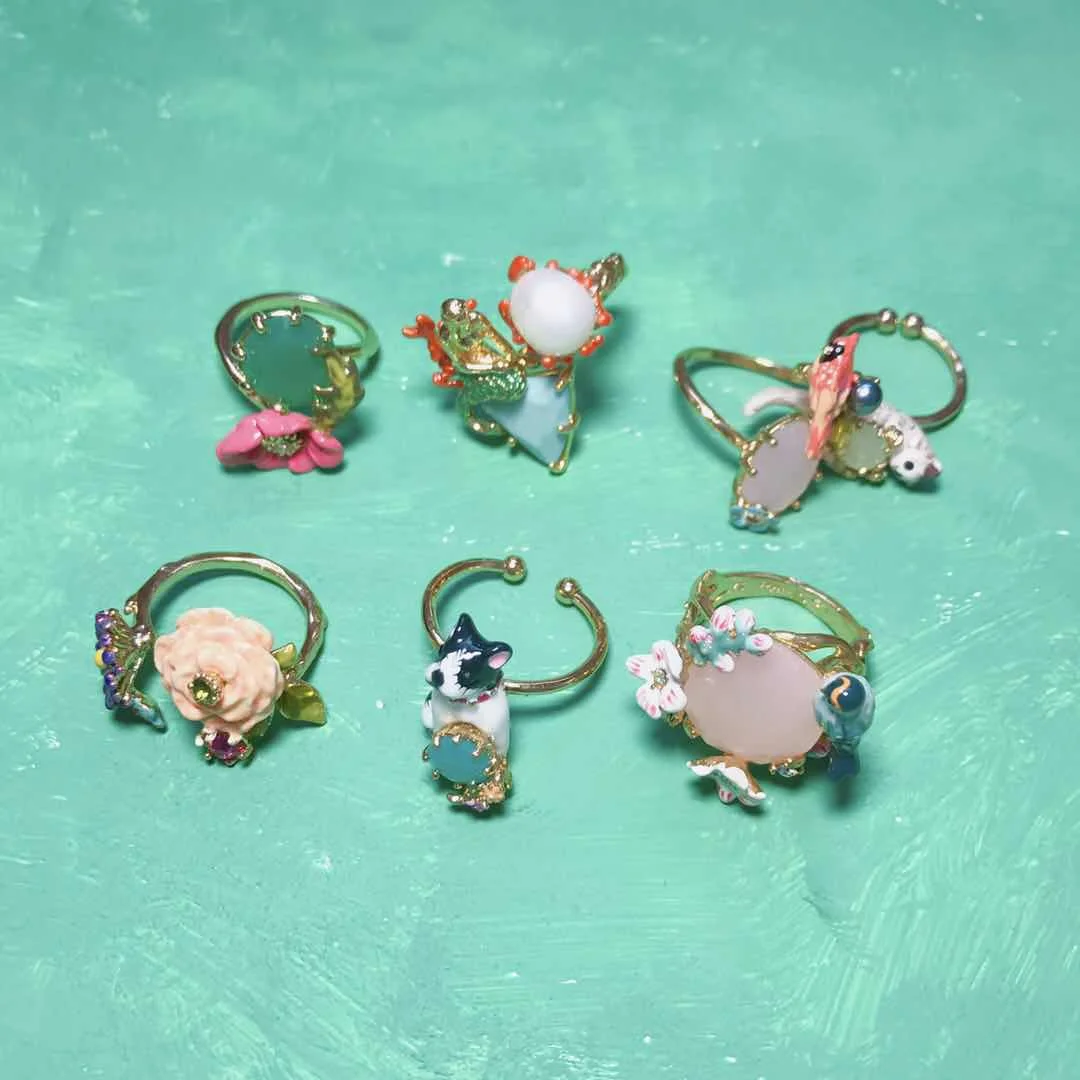 Amybaby ручной работы эмалированная глазурь милый кот собака попугай Чихуахуа женское регулируемое кольцо ювелирные изделия для вечерние