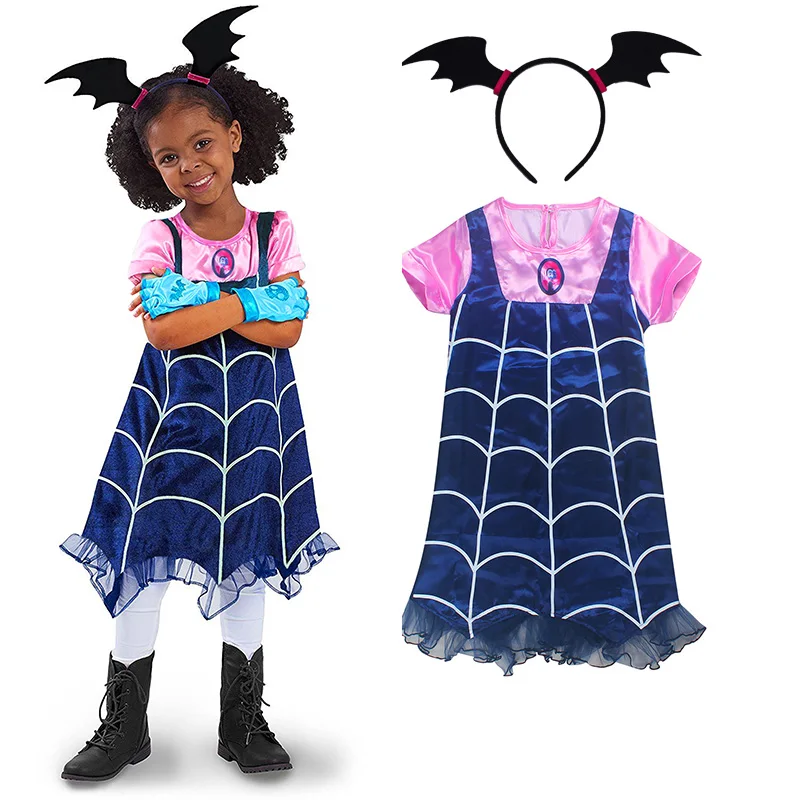 Летняя одежда платья Vampirina для девочек платье принцессы на день рождения и обруч