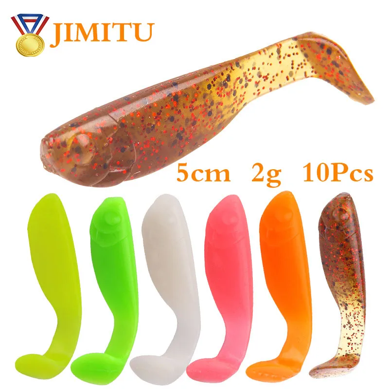 

JIMITU 10 pieces of bait 8 cm 2.5 g jig swing 5 cm 0.2 g artificial curled tail flat head soft bait trapped squid fishing