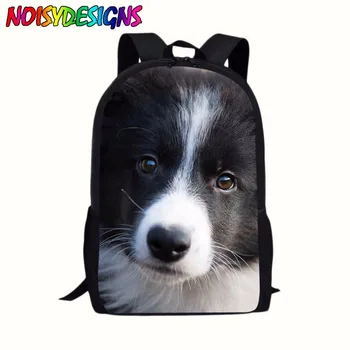 

Preppy Style School Backpack Border Collie Women Shoulder Bag Cute Dog Pattern School Bag for Teens Girls Boys Mochila Escolar